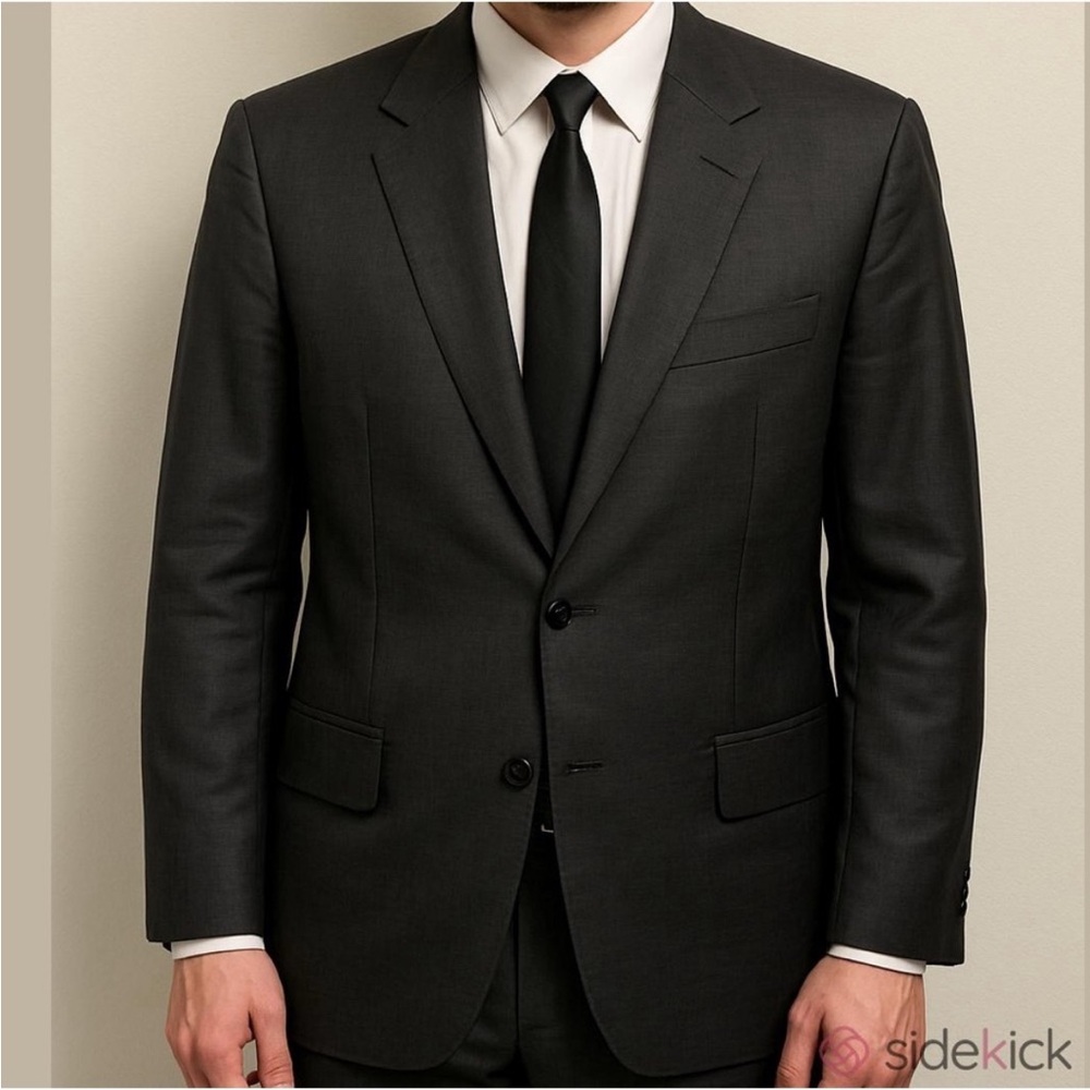 HUGO BOSS wool suit jacket blazer lined Reda woven in Italy dark grey size 42L